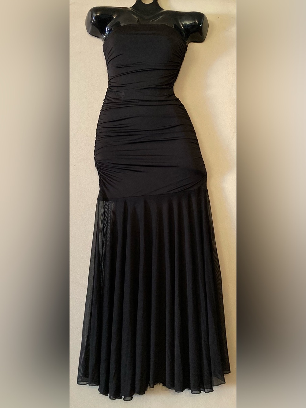 Black Strapless Ruched Mermaid Gown